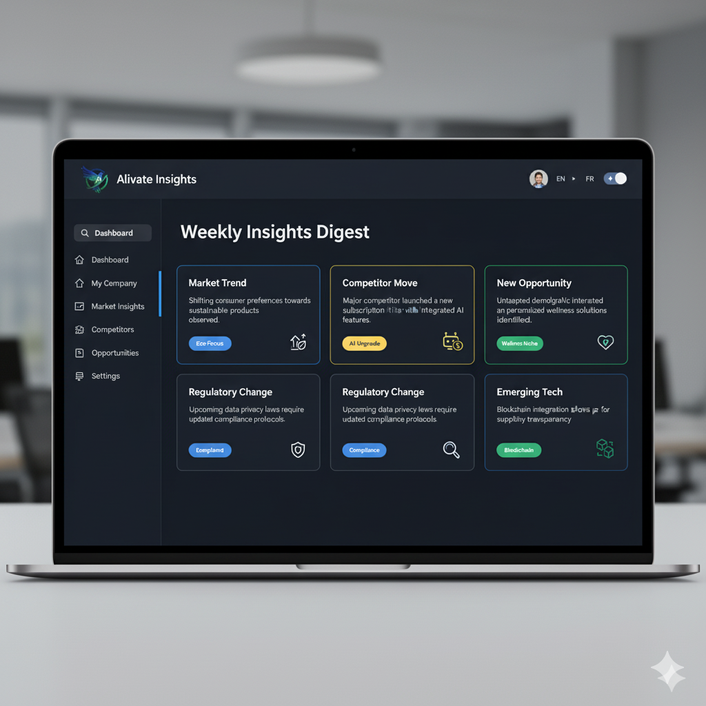 Preview of the Alivate Insights dashboard for founders