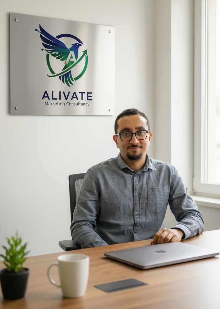 Ali Al-Hebshi working at the Alivate office